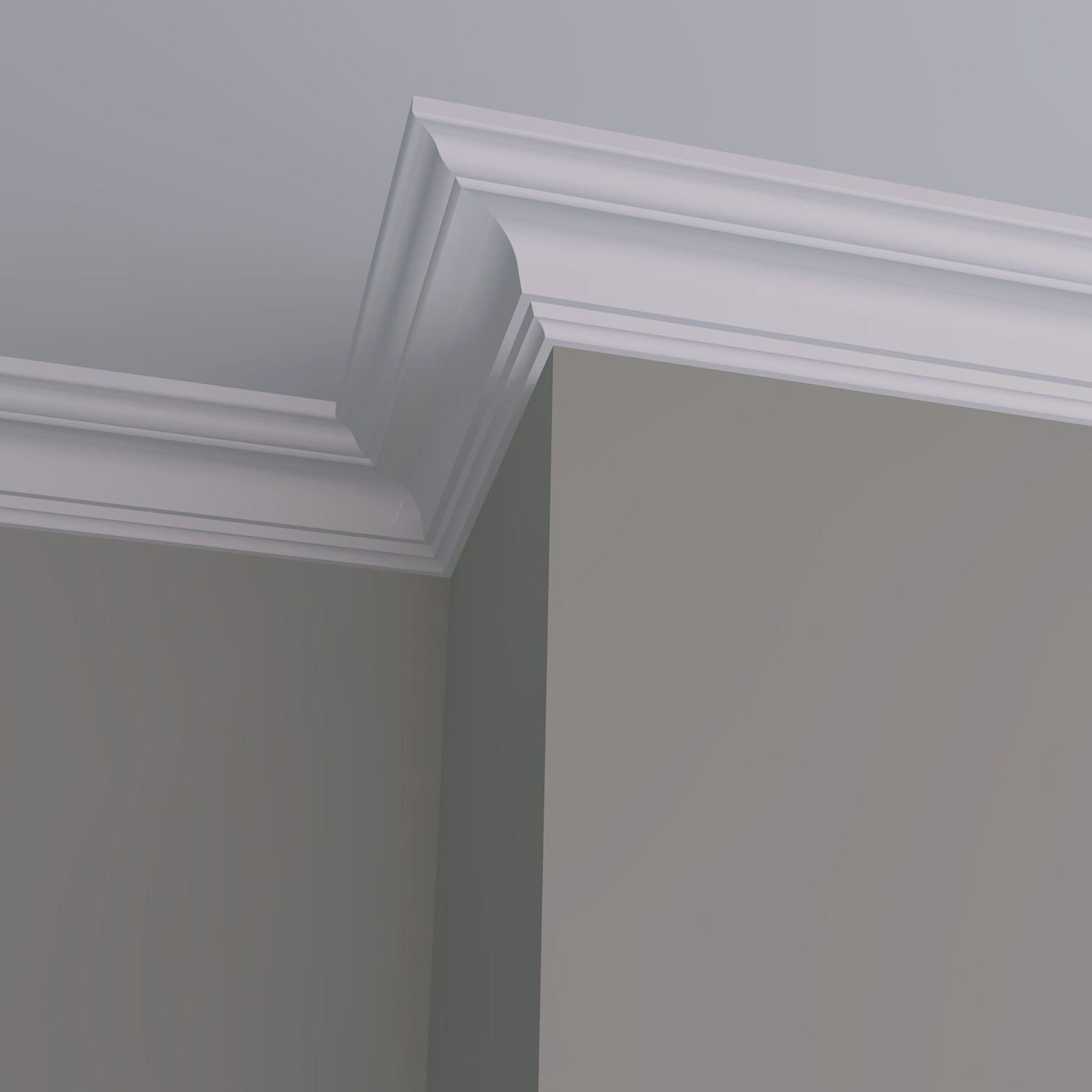 C23 Edwardian plaster cornice installed in a traditional interior with deep curved profile and stepped detailing