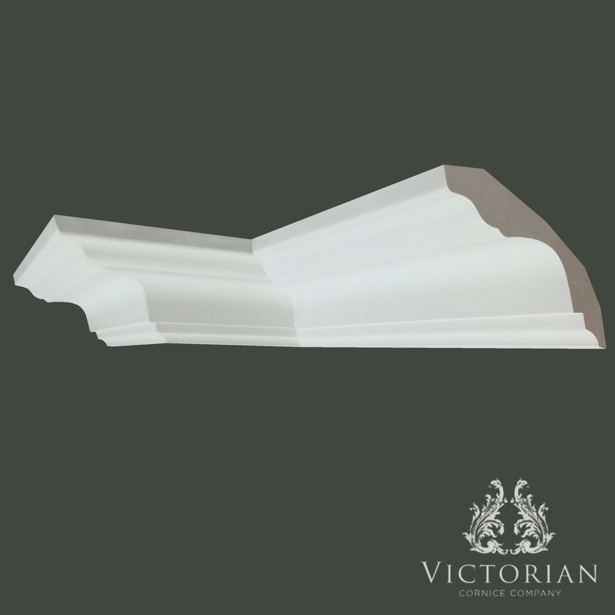 Large Edwardian style plaster cornice with smooth sweeping curves and traditional stepped detailing