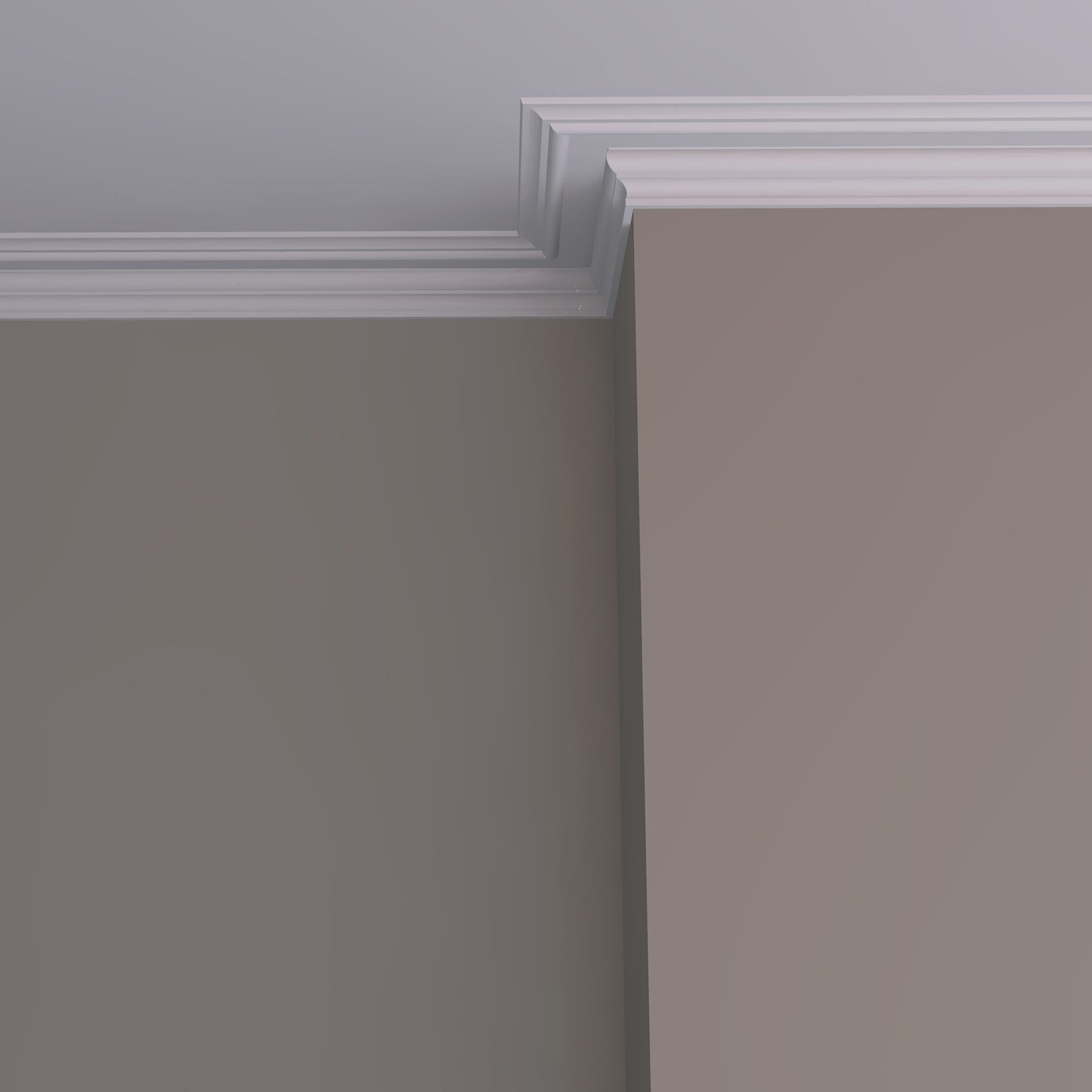 C24 Georgian plaster cornice installed in a room with stepped classical detailing and deep projection