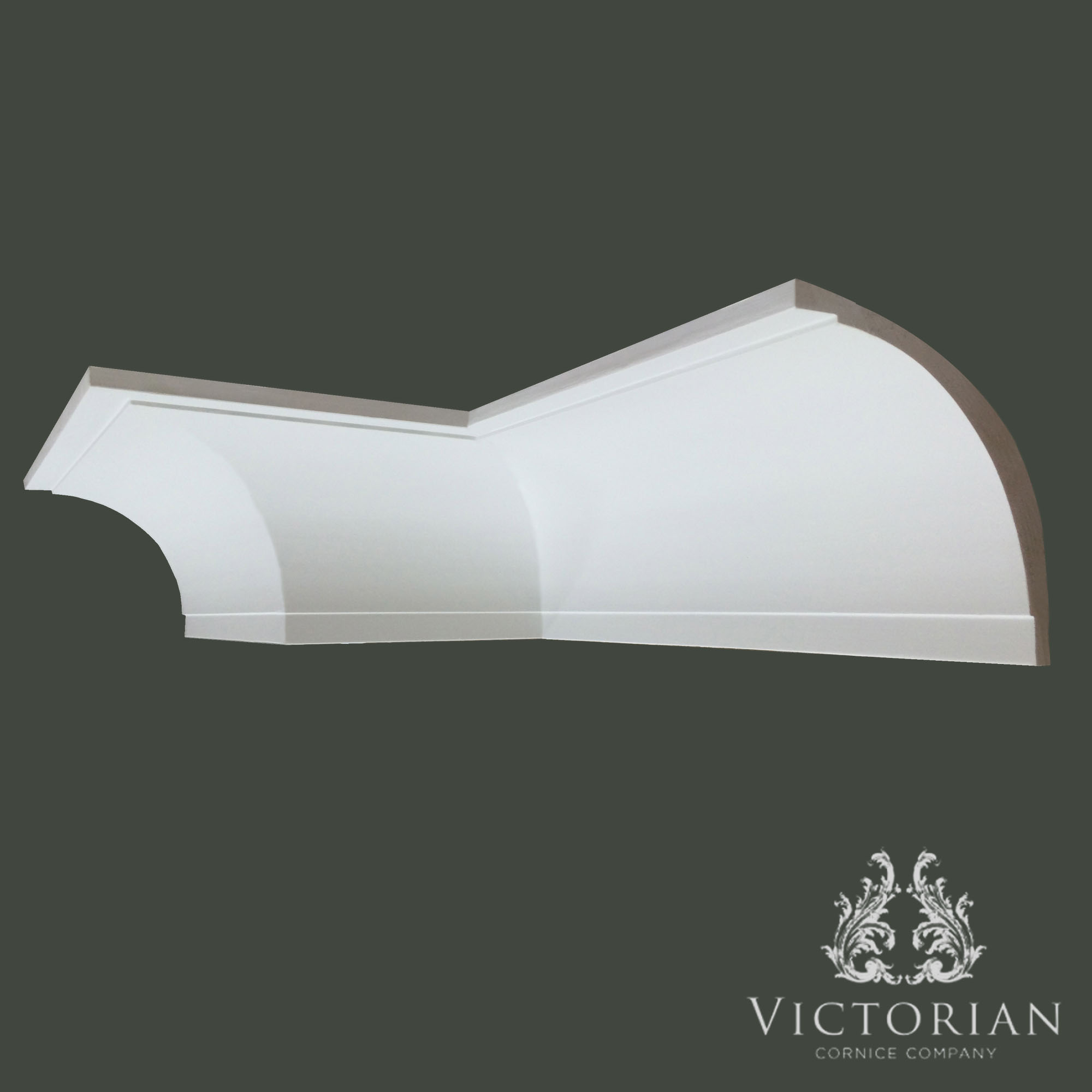 Large plain cavetto plaster cornice with smooth curved profile and deep projection for traditional interiors