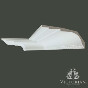 C31 art deco plaster coving with stepped detailing and smooth sweeping curve handmade in Birmingham UK
