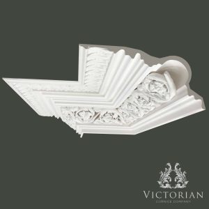C34 grand Victorian plaster cornice with ornate floral detailing and deep decorative profile handmade in Birmingham UK