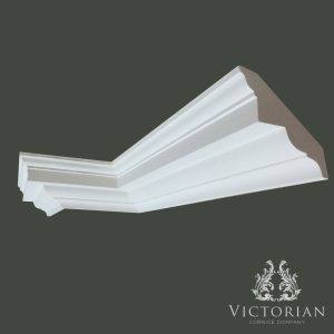 Handmade Georgian style plaster cornice with stepped profile and clean linear detailing by Victorian Cornice Company