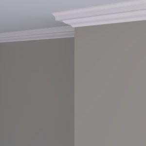 Small Georgian plaster cornice installed in a contemporary interior with clean stepped detailing and traditional styling