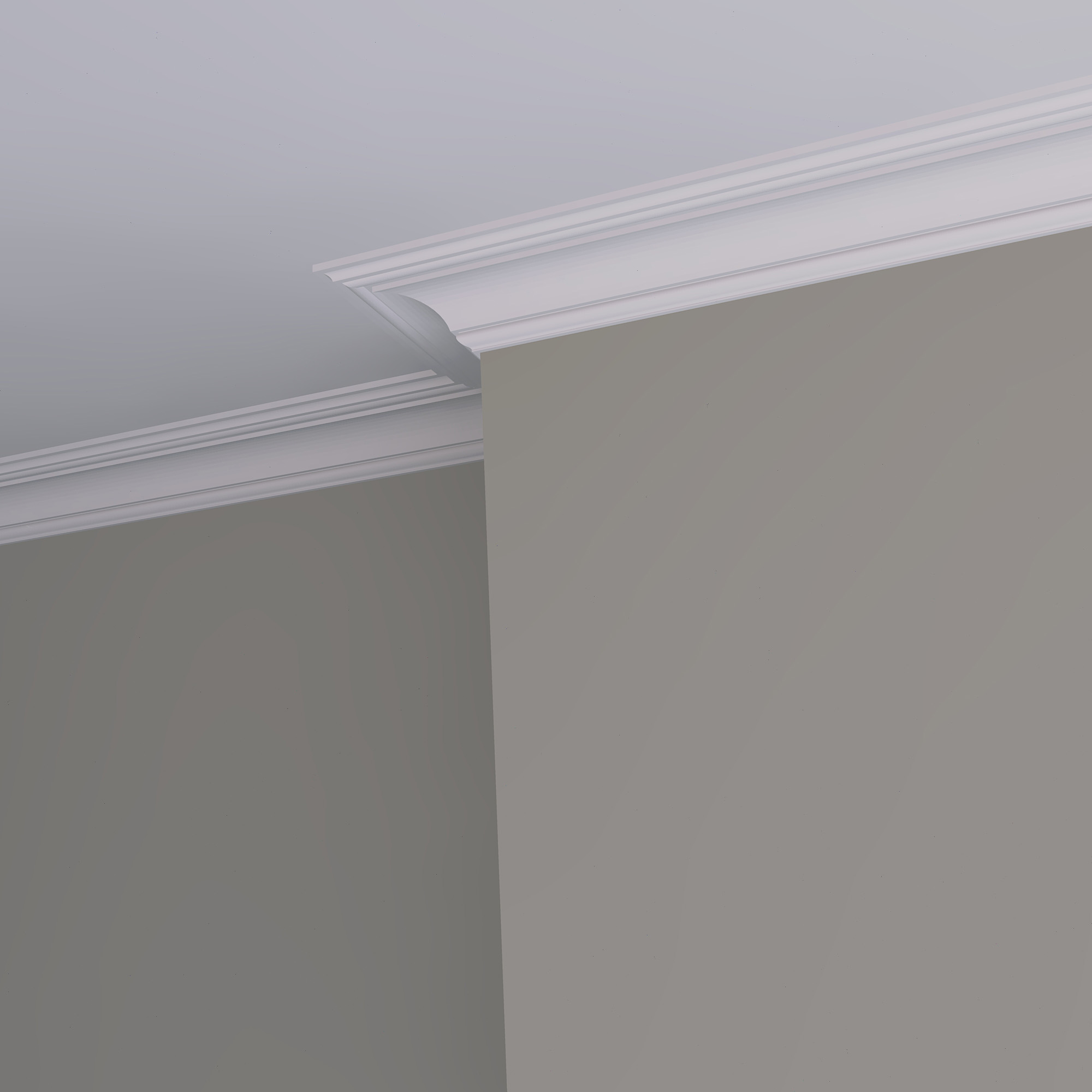 Edwardian plaster cornice installed in a contemporary room with elegant stepped detailing and soft curved profile