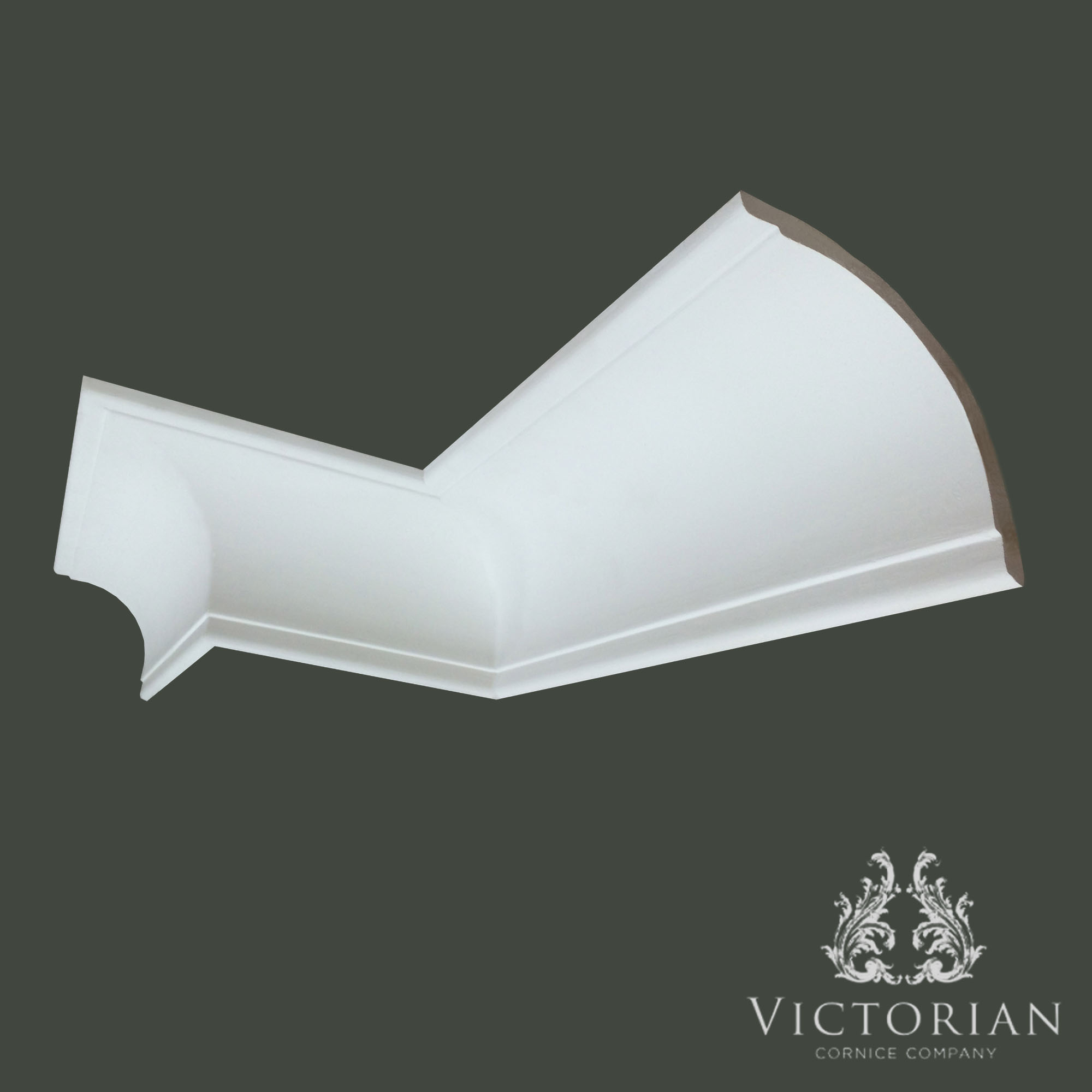 Large plain cavetto plaster cornice with smooth sweeping curve and minimalist traditional profile