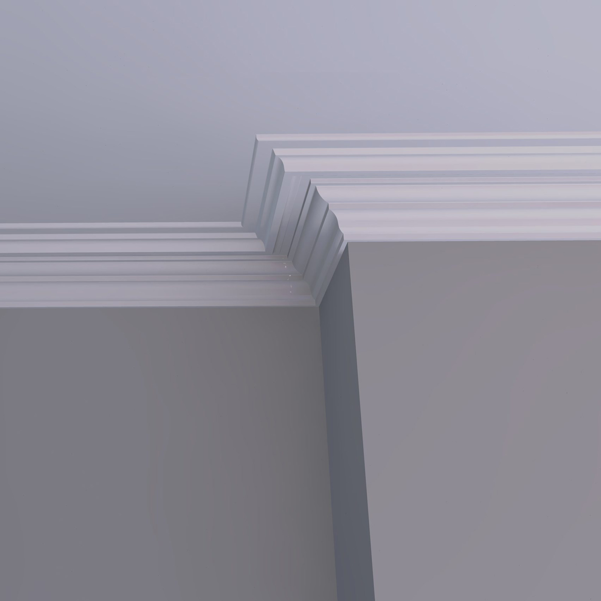 C6 Victorian grand ogee plaster cornice installed in a high-ceiling interior setting