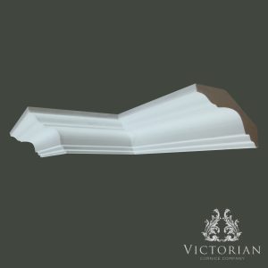 C63 Edwardian plaster cornice with smooth sweeping curves and traditional stepped detailing