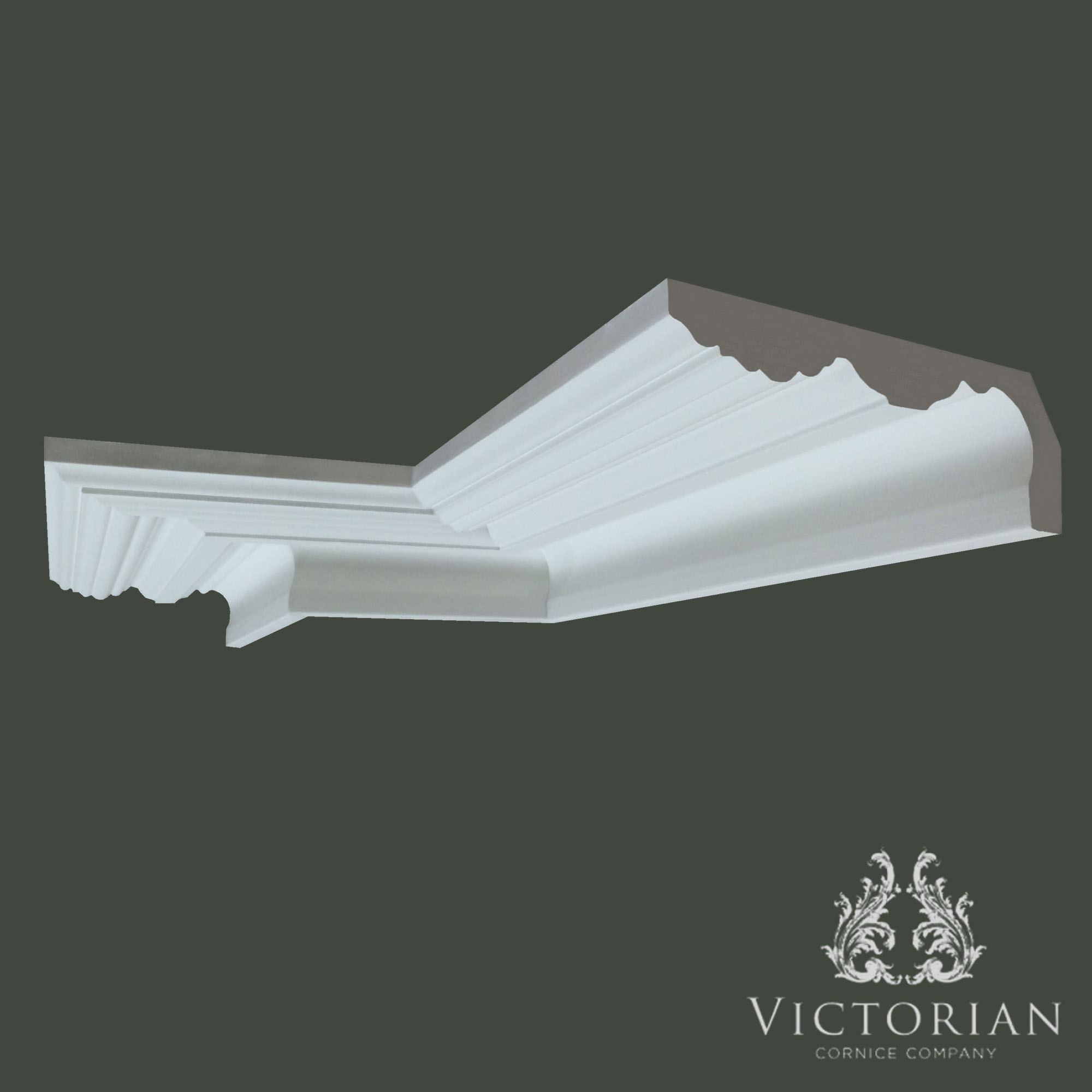 C65 Victorian plaster cornice with layered stepped detailing and deep decorative profile
