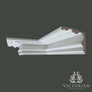 C7 Victorian swan neck plaster cornice with deep ornamental curved profile by Victorian Cornice Company