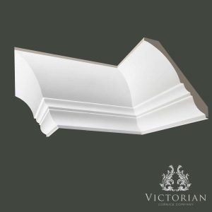 C70 cavetto plaster cornice with sweeping curved profile and stepped classical detailing