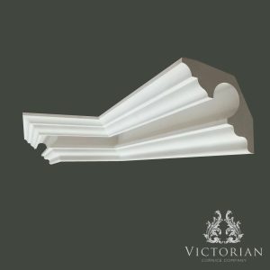 C72 swan neck plaster cornice with elegant curved profile and traditional moulded detailing