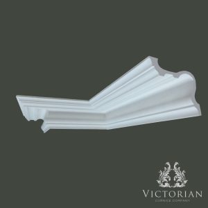 C8 Victorian compact swan neck plaster cornice with elegant curved profile by Victorian Cornice Company