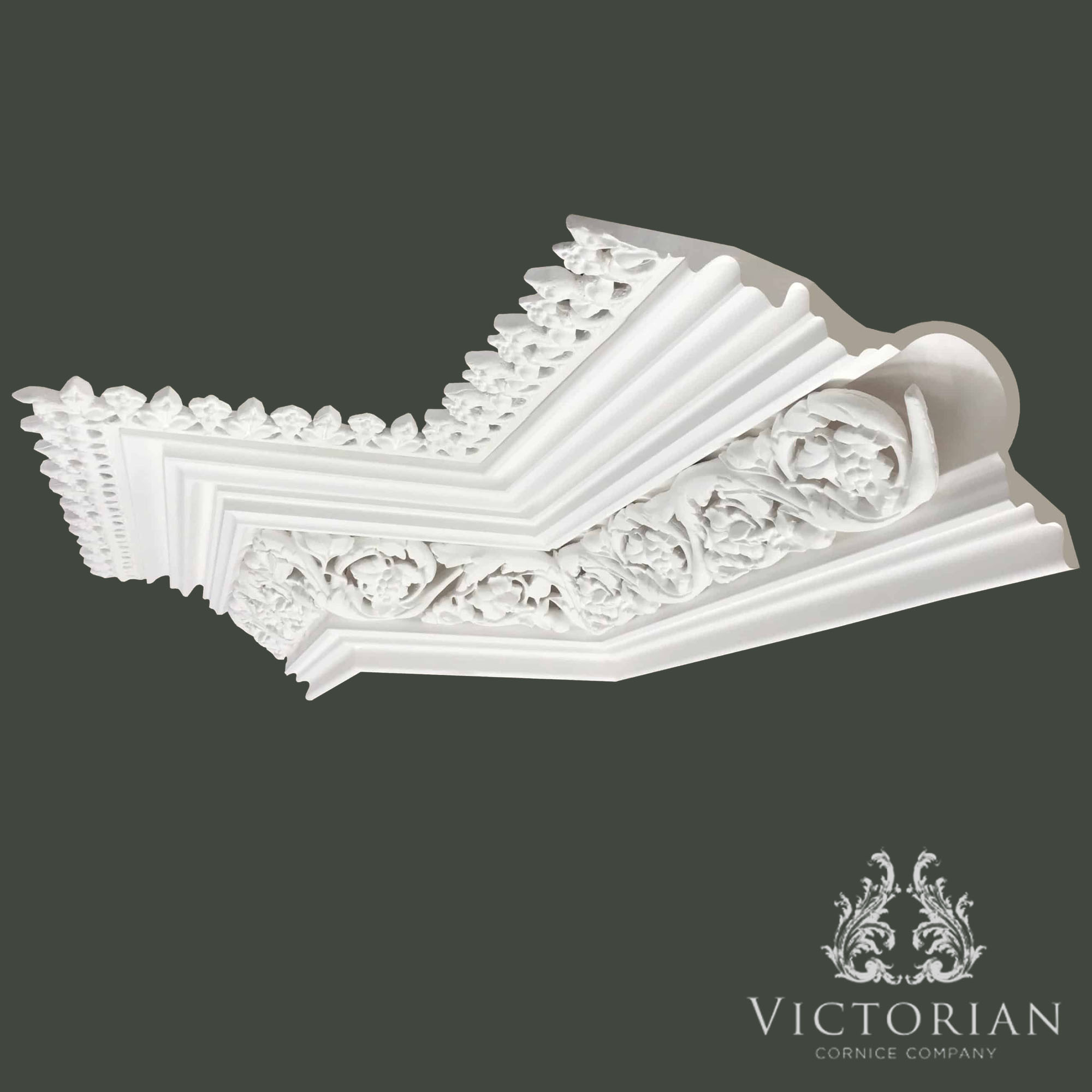 C9 grand Victorian pierced plaster cornice with ornate floral detailing by Victorian Cornice Company