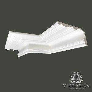 C93 Swan Neck plaster cornice with a deep sweeping ogee profile and elegant stepped detailing, handmade in the UK.