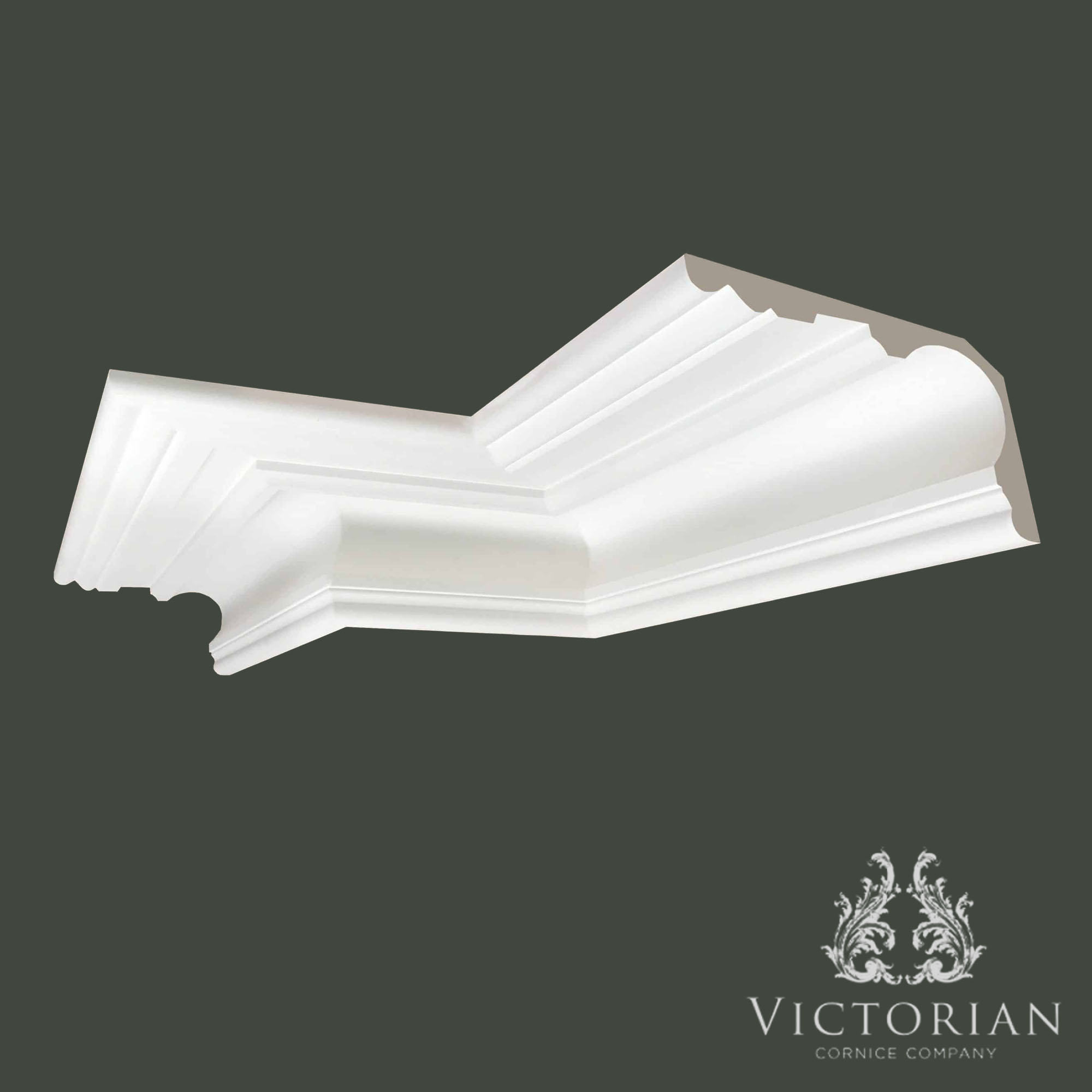 C93 Swan Neck plaster cornice with a deep sweeping ogee profile and elegant stepped detailing, handmade in the UK.