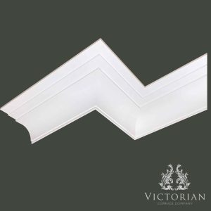 C98 Art Deco Stepped Plaster Cornice C98 Art Deco plaster cornice with a minimalist stepped profile and clean geometric lines, ideal for contemporary and 1930s interiors.