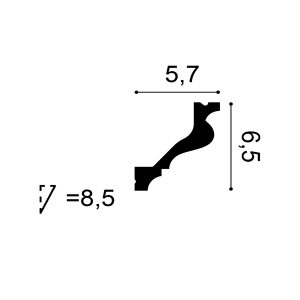 C200-orac-purotouch-cornice-cross-section C200 Orac Purotouch cornice cross-section showing the ogee profile and stepped detailing.