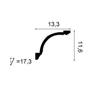 C216-orac-purotouch-cornice-cross-section C216 Orac Purotouch cornice cross-section with egg-and-dart profile and dimensions