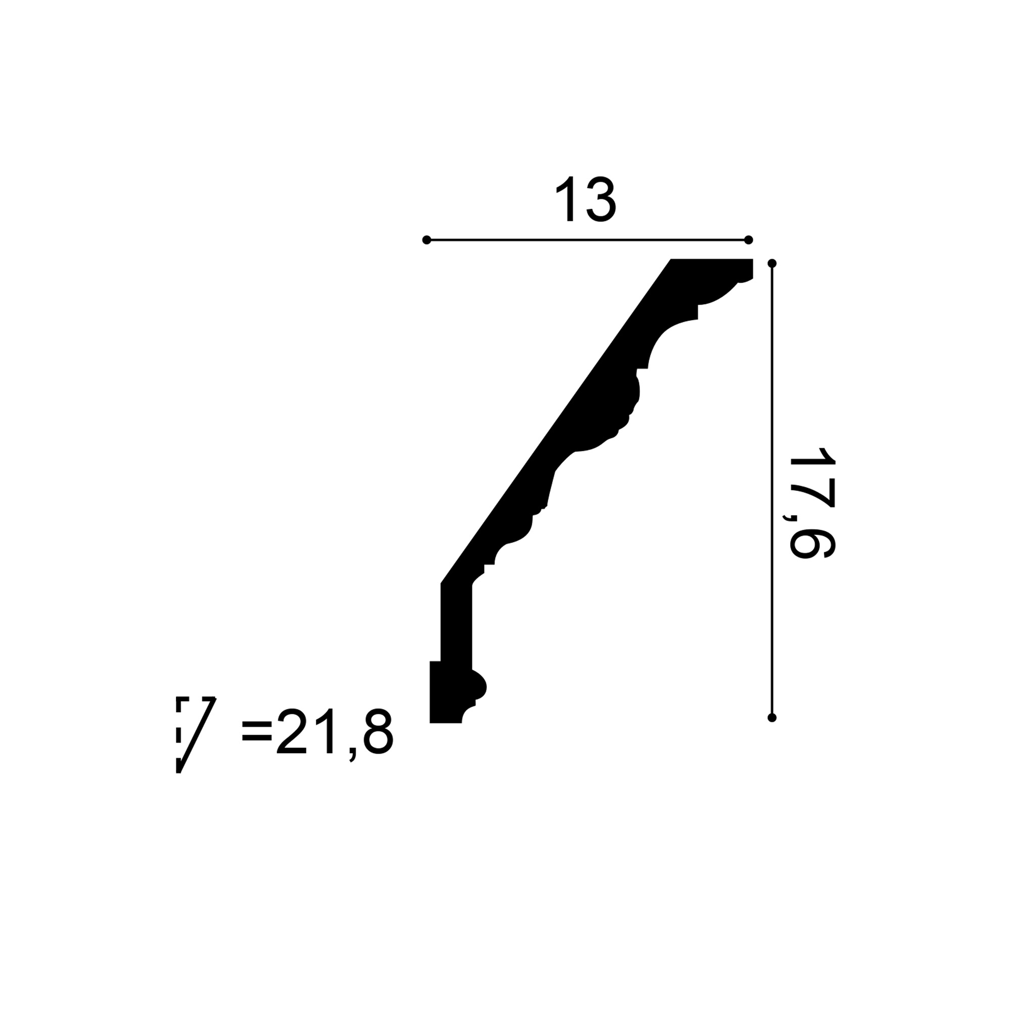 C219 cornice cross-section diagram showing ornate profile and dimensions