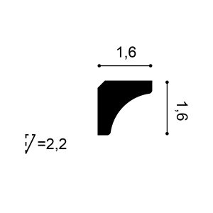C250-orac-purotouch-cornice-cross-section C250 cornice cross-section diagram showing dimensions and profile shape