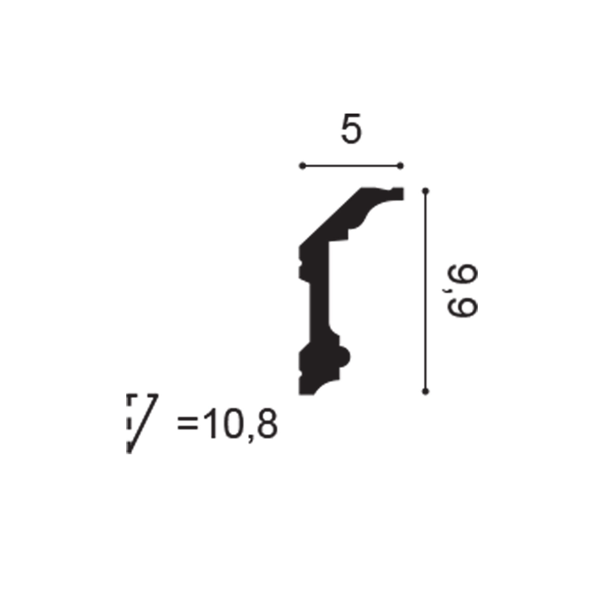 C321 cornice profile cross-section with dimensions