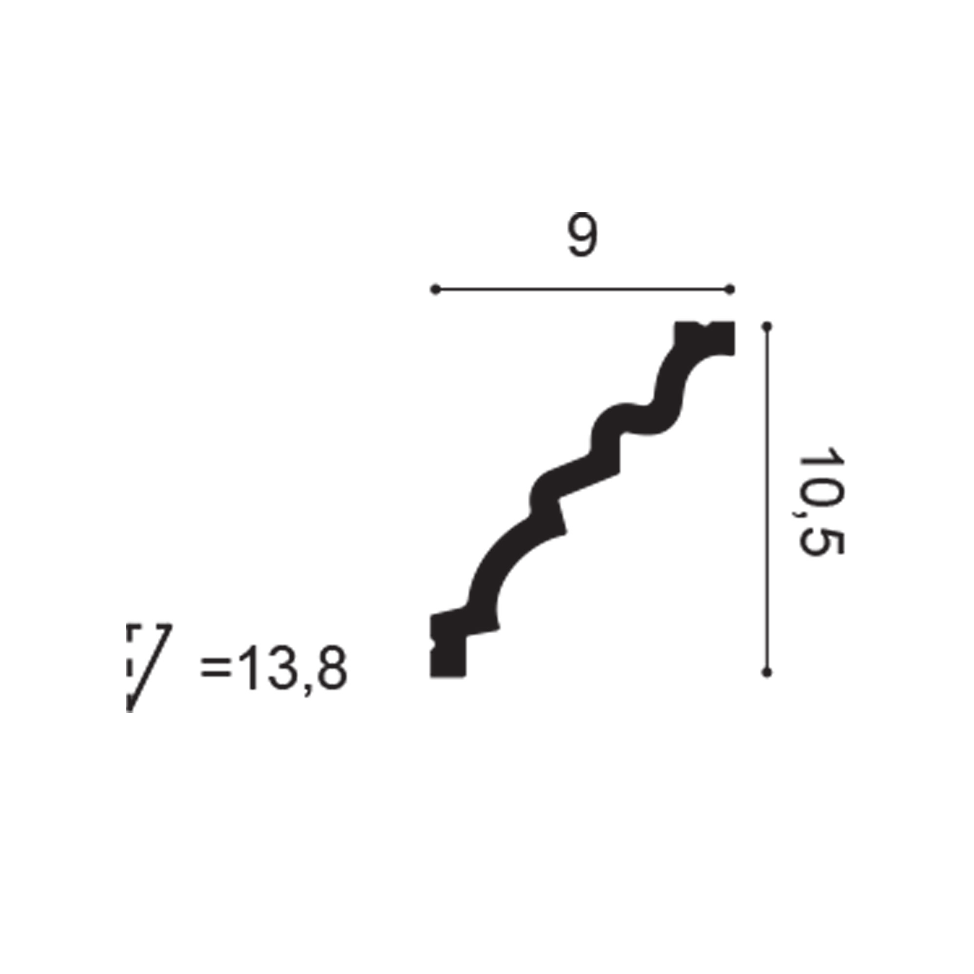 C326 cornice profile cross-section with dimensions