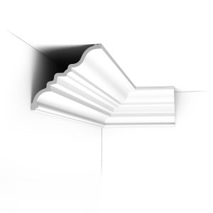 C327 cornice profile shown installed in a room corner.
