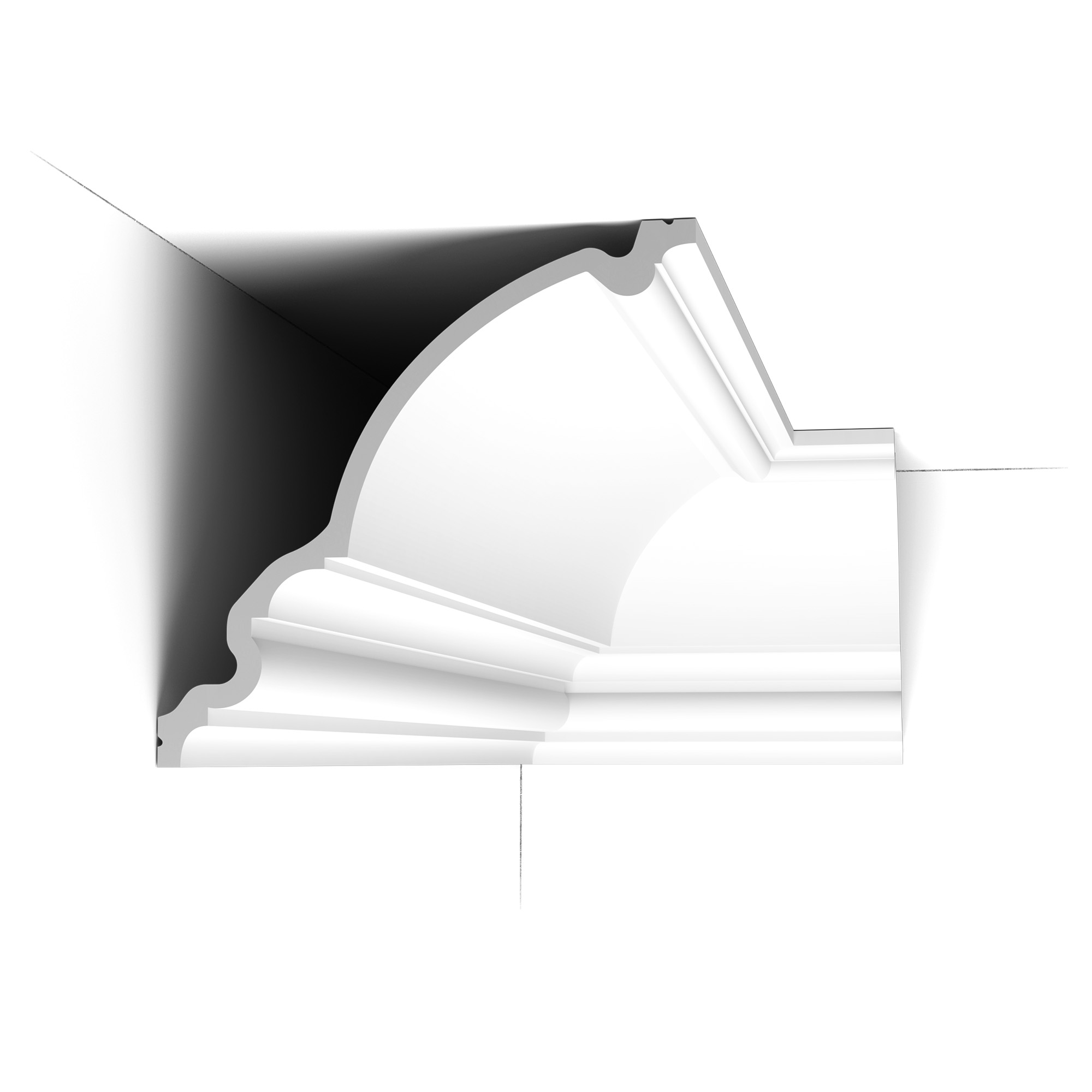 C336 cornice profile shown installed in a room corner