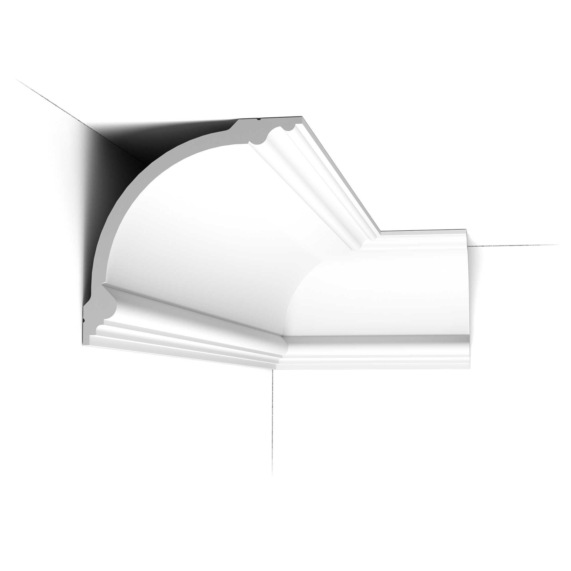 C338 cornice profile shown installed in a room corner