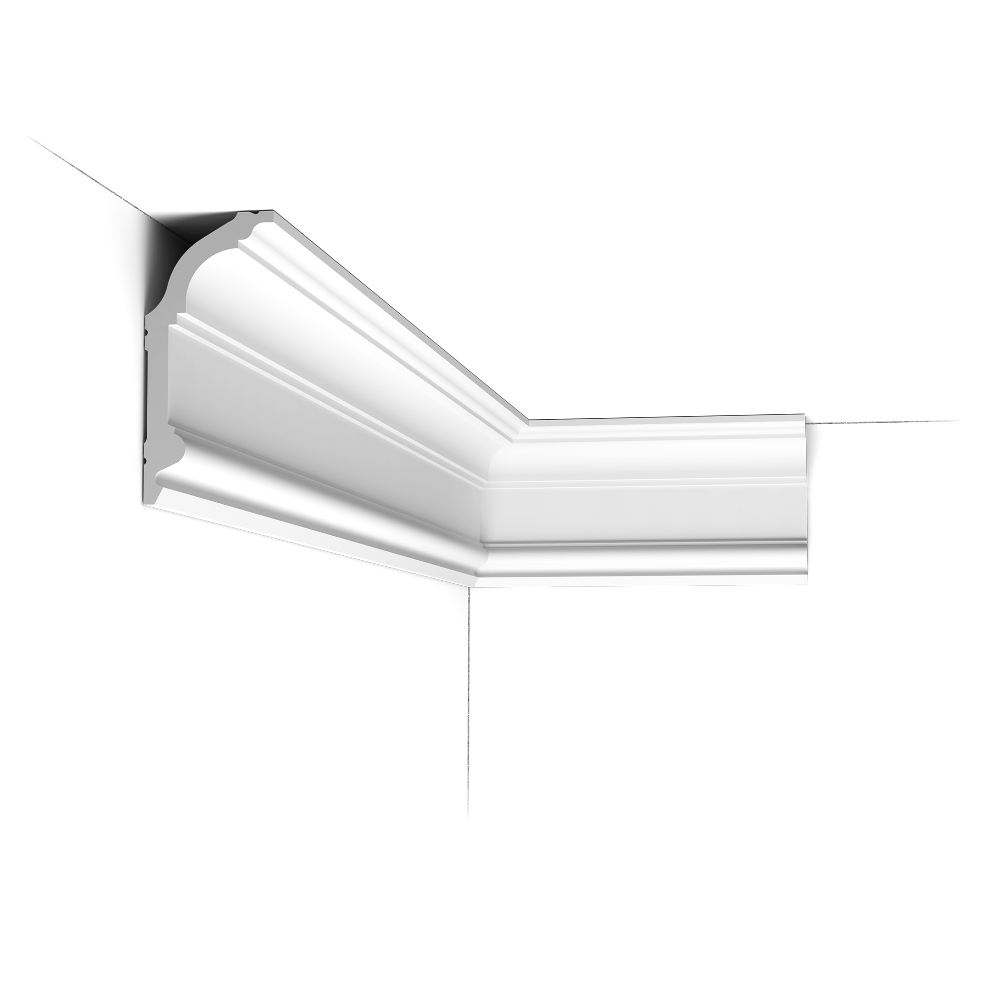 C339 cornice profile shown installed in a room corner