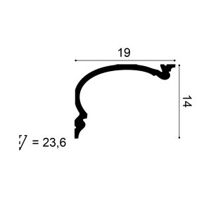 C342-orac-purotouch-cornice-cross-section C342 cornice profile cross-section with dimensions