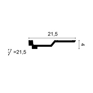 ORAC C354 Purotouch Cornice Cross Section ORAC C354 cornice cross-section showing a slim contemporary profile with 21.5mm projection and 17mm height.