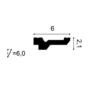 ORAC C360 Purotouch Cornice Cross Section ORAC C360 cornice cross-section showing a compact decorative profile with 6mm projection and 21mm height.