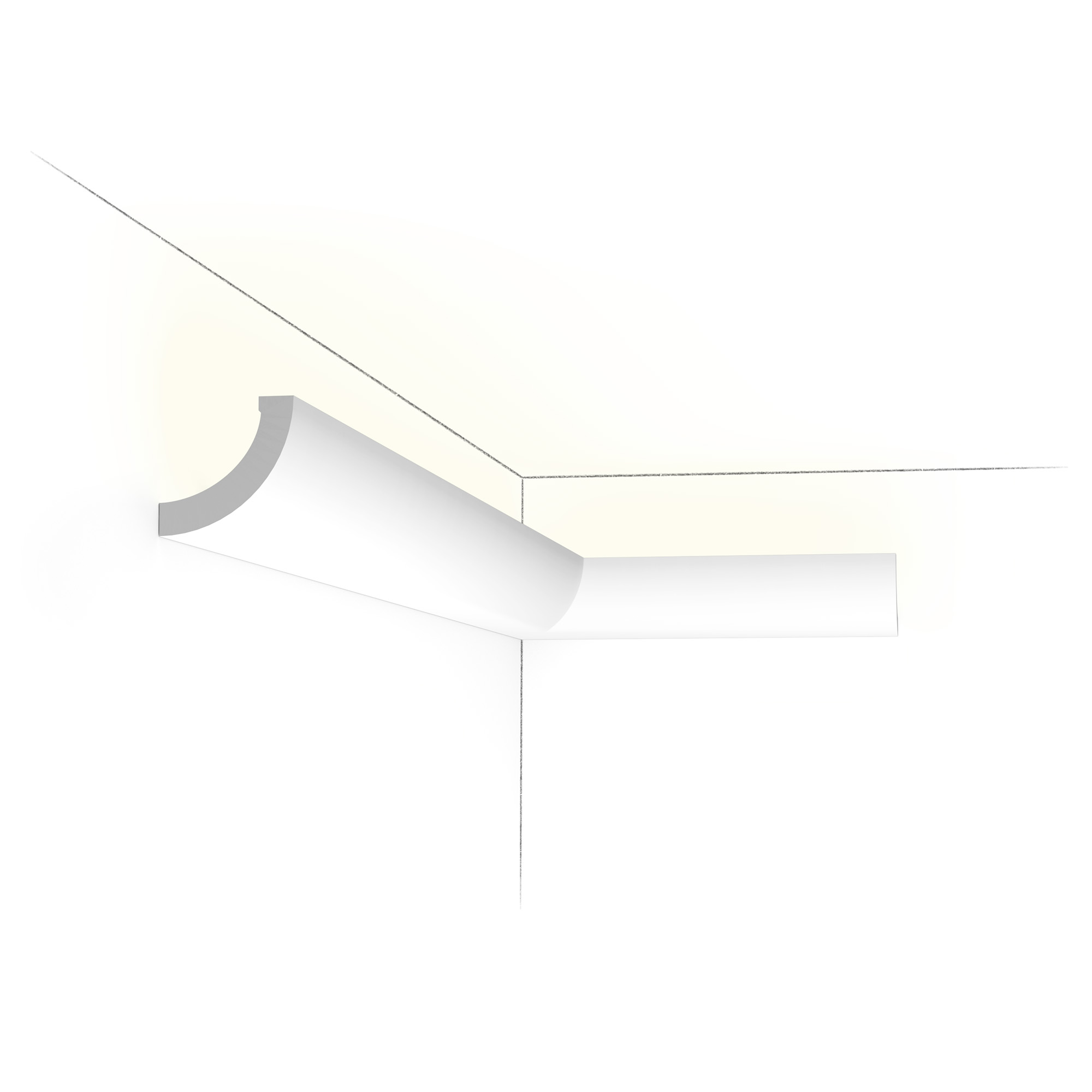 Orac C362 curved LED lighting cornice with concealed indirect ceiling illumination