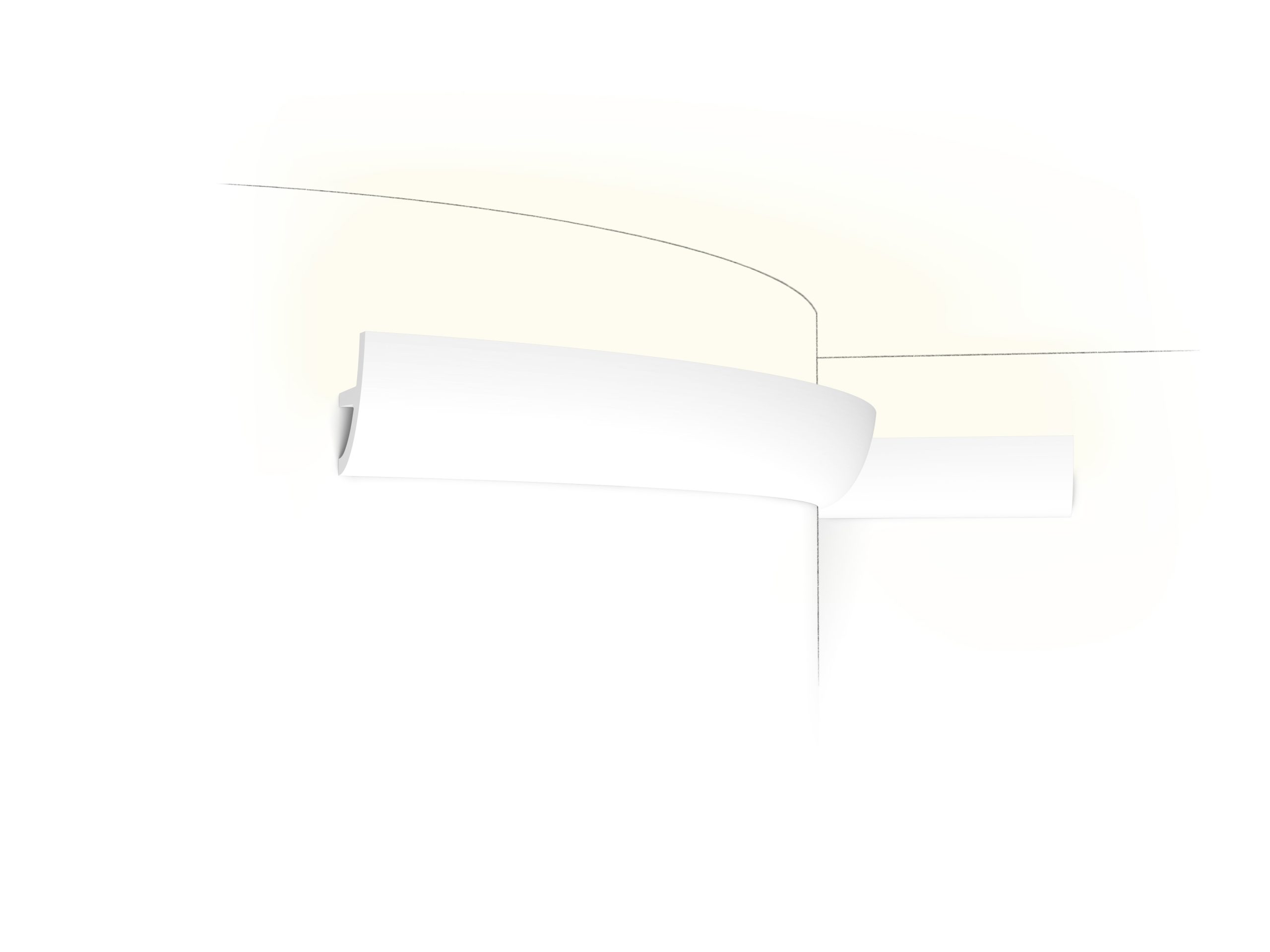Flexible Orac LED coving installed on a curved wall with concealed indirect lighting
