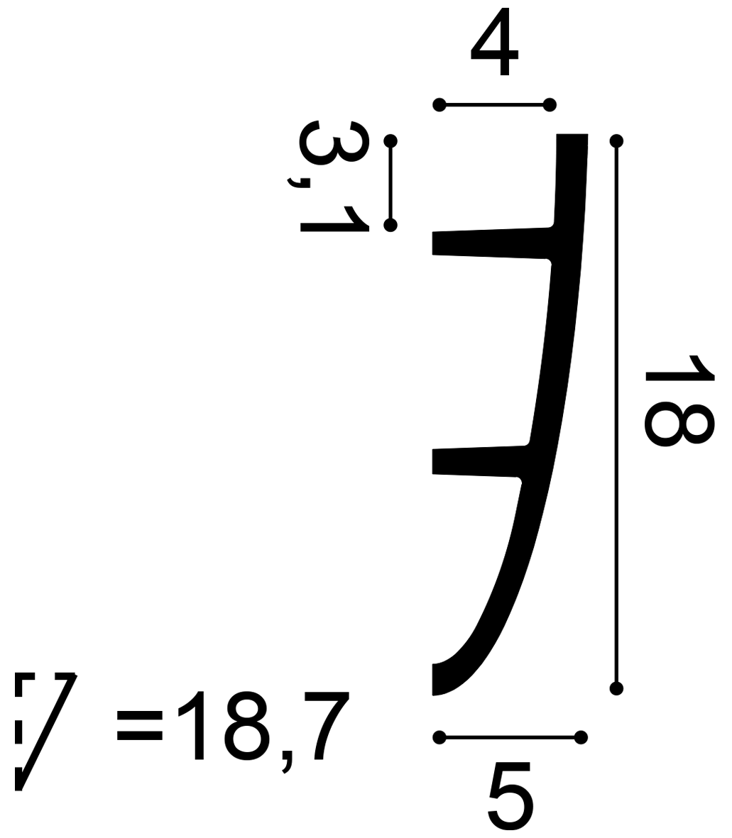 Cross section of Orac C374 LED lighting cornice showing concealed uplighting channel and curved profile dimensions