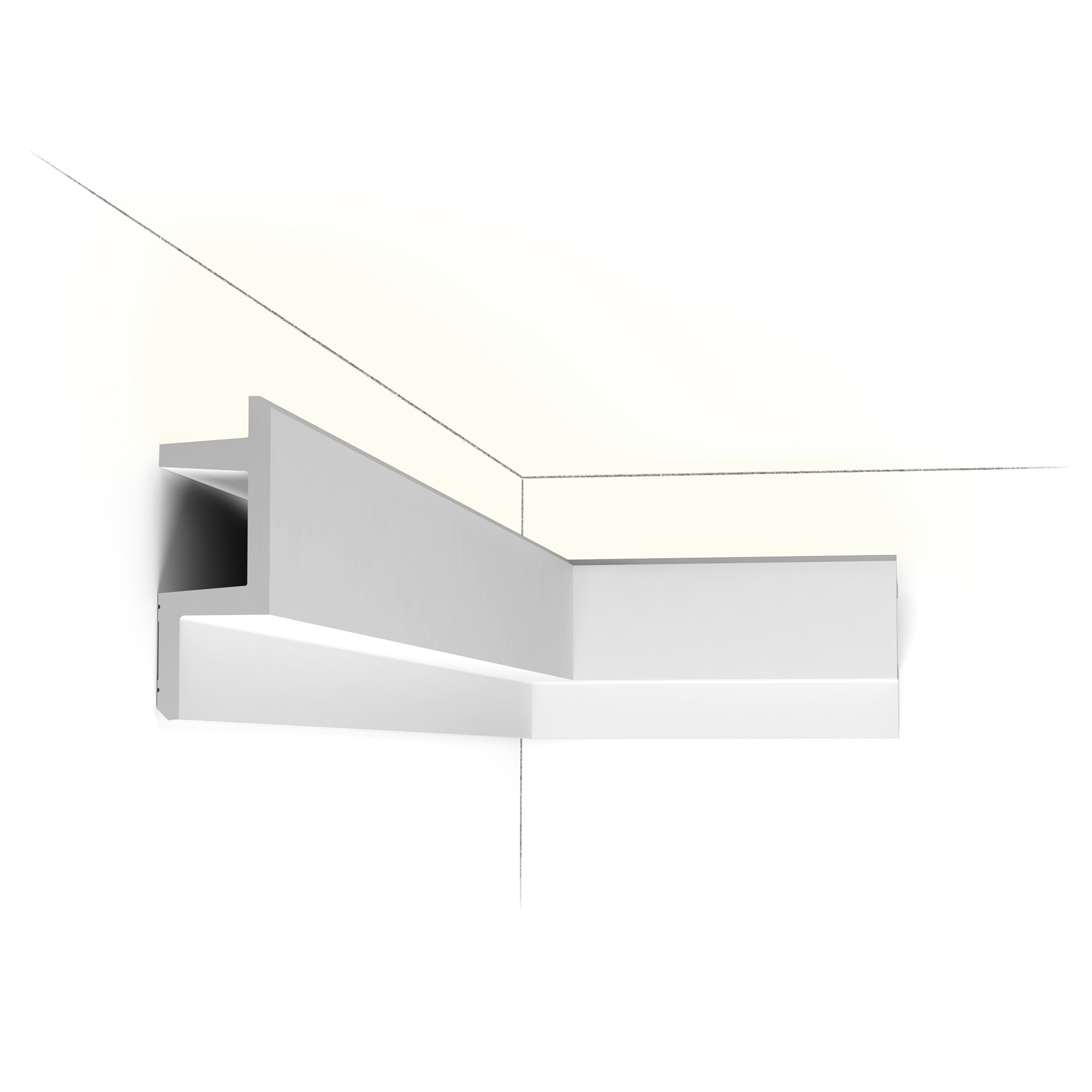 Orac C383 modern LED lighting cornice with integrated indirect uplighting and contemporary architectural profile