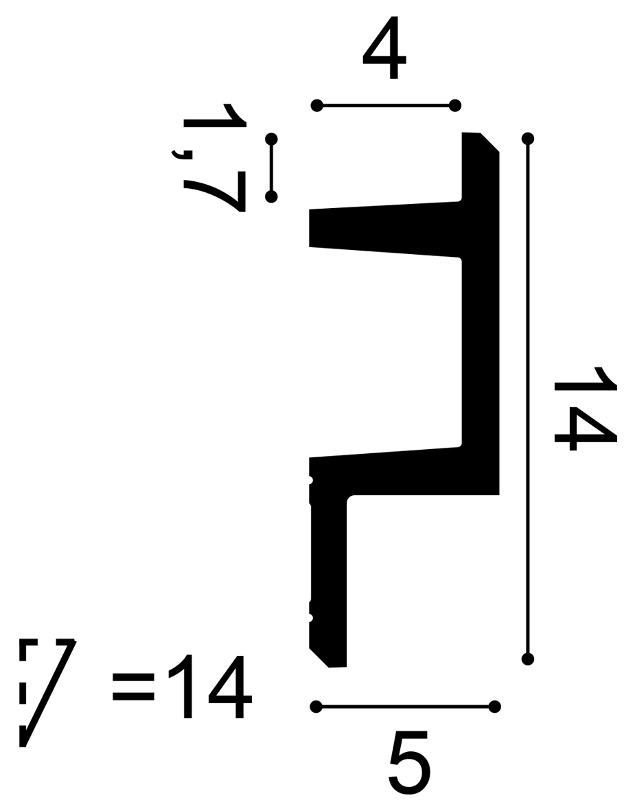 Cross section of Orac C383 LED lighting cornice showing concealed uplighting channel and profile dimensions