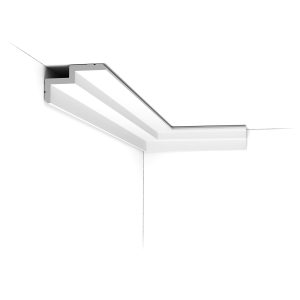 C390 Orac lighting cornice with stepped modern profile installed along the ceiling