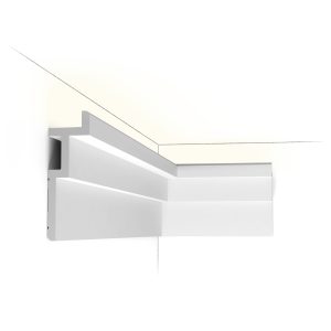 Orac C396 LED Lighting Cornice Orac C396 contemporary LED lighting cornice with concealed uplighting channel and layered architectural profile