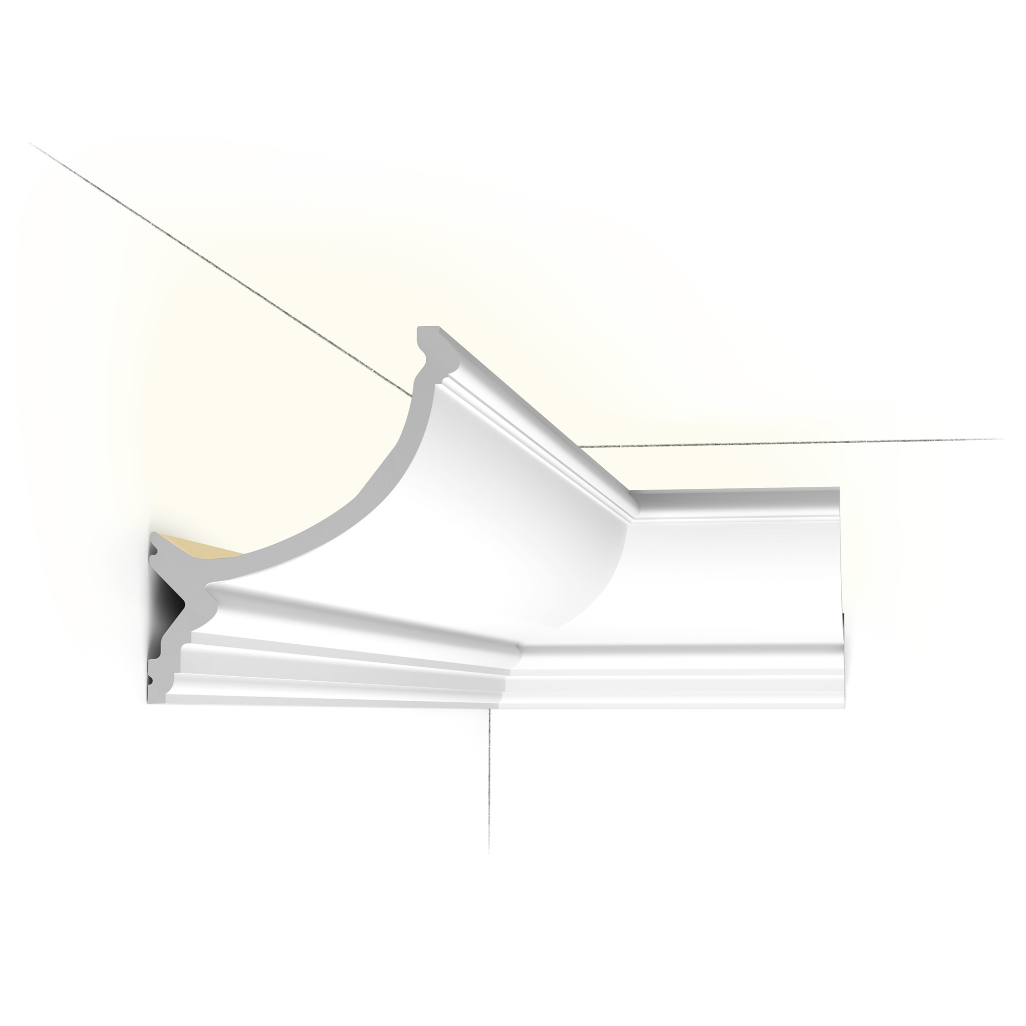 Orac coving lighting profile with LED uplighting