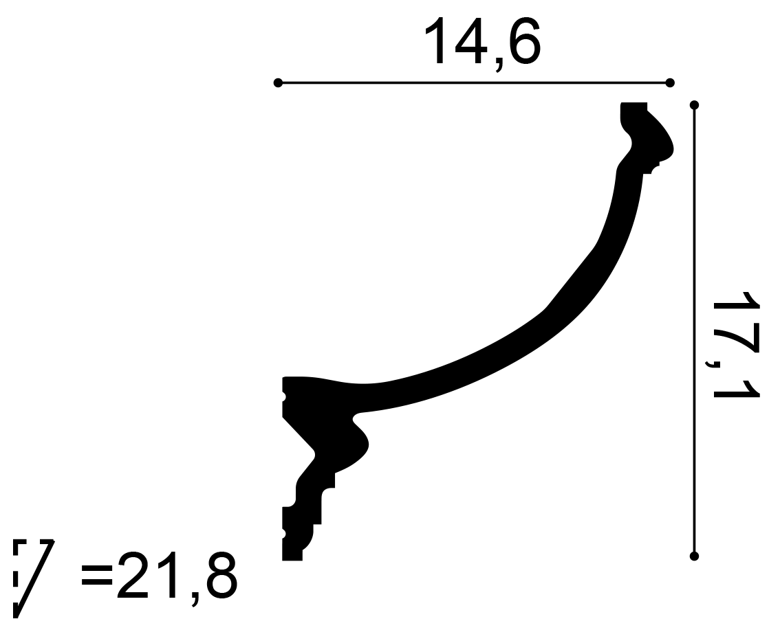 Cross section of Orac C900 LED lighting cornice showing concealed uplighting channel and decorative traditional profile