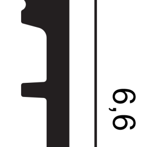 ORAC DX157-2300 skirting board cross-section showing the integrated cable management channel and profile dimensions.