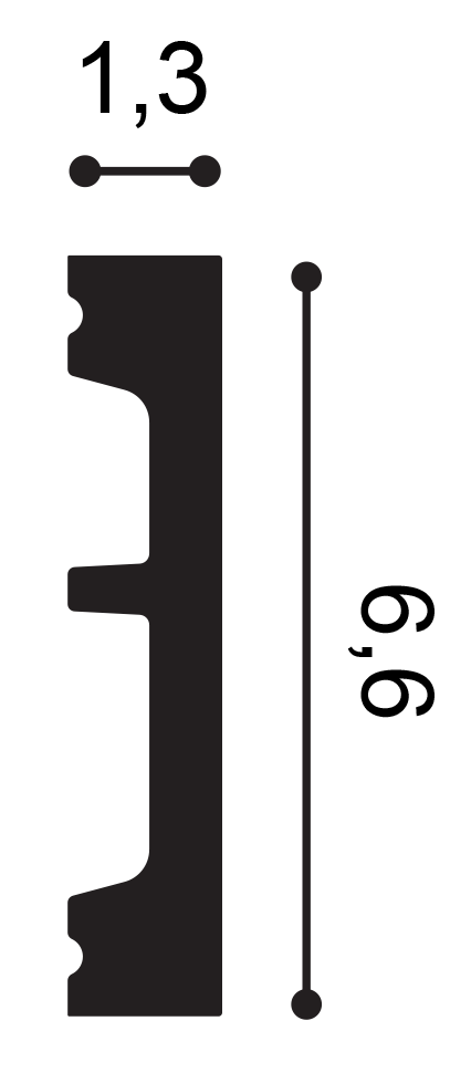 ORAC DX157-2300 skirting board cross-section showing the integrated cable management channel and profile dimensions.