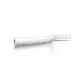 Flexible Orac decorative panel moulding with ornate leaf detailing fitted around a curved wall