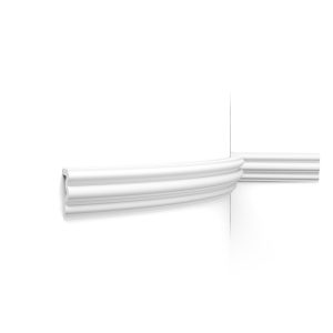 Flexible Orac panel moulding with layered classic profile fitted to a curved wall