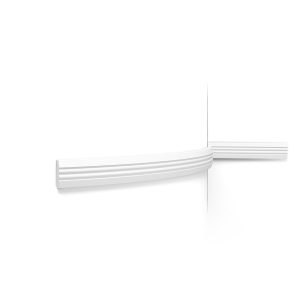 Flexible Orac panel moulding with slim linear detailing installed around a curved wall