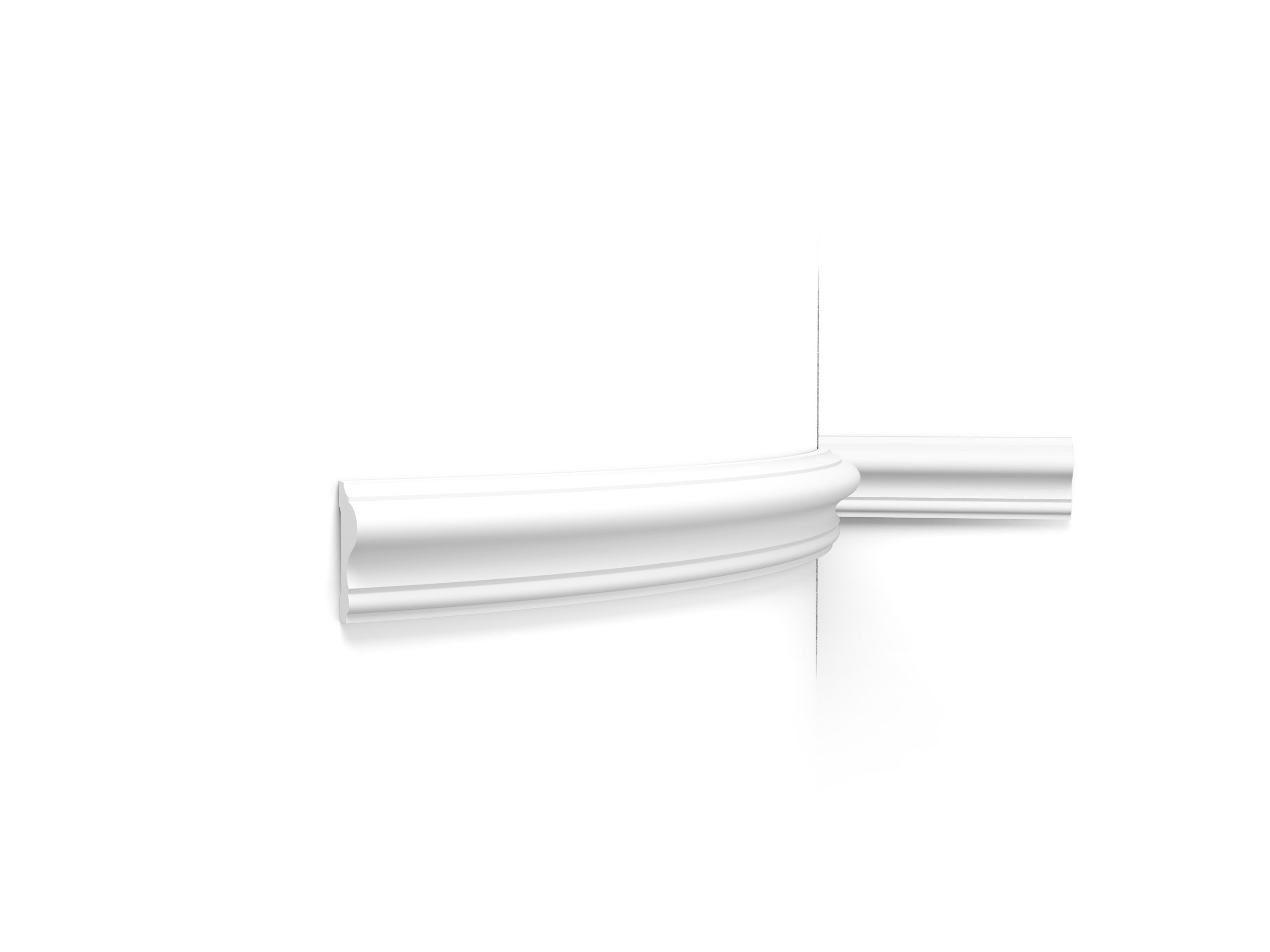 Flexible Orac wall panel moulding with elegant curved profile fitted to a rounded wall