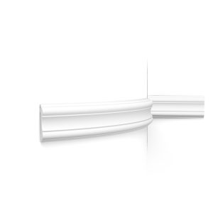 Flexible Orac decorative panel moulding with deep curved profile fitted around a rounded wall